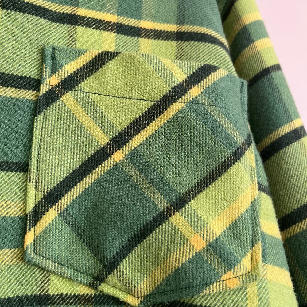 Aviator Nation Plaid Flannel Light Weight Unisex Western Shirt in Avocado Plaid - Picture 11 of 15